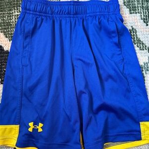 Under Armour Boys Basketball Shorts — Blue & Yellow | Youth XS